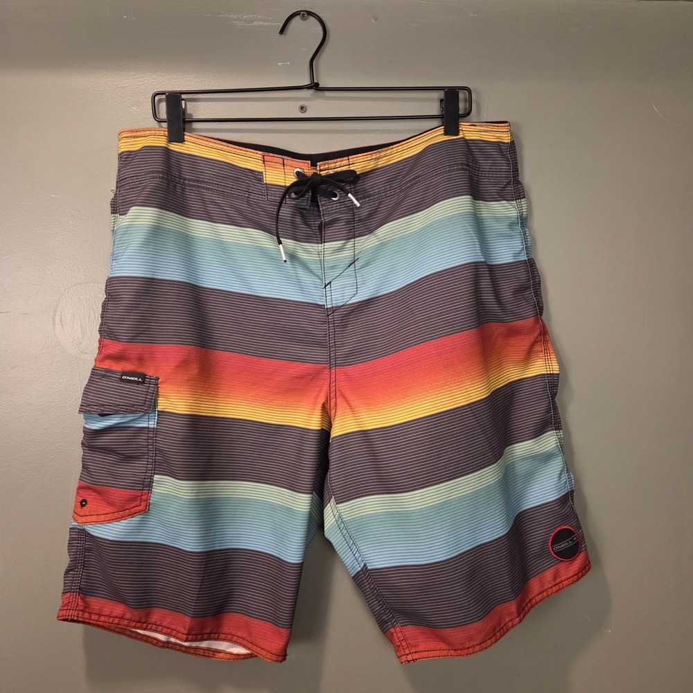 O'Neill Men's Swim Board Shorts Size 36‎ Striped Multicolor